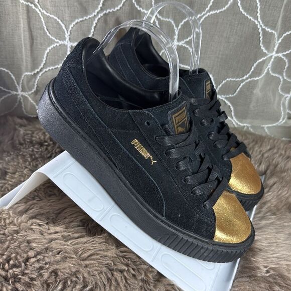 (B2) PUMA Suede Gold Platform Sneakers for Women, Size 8.5 - Picture 5 of 16
